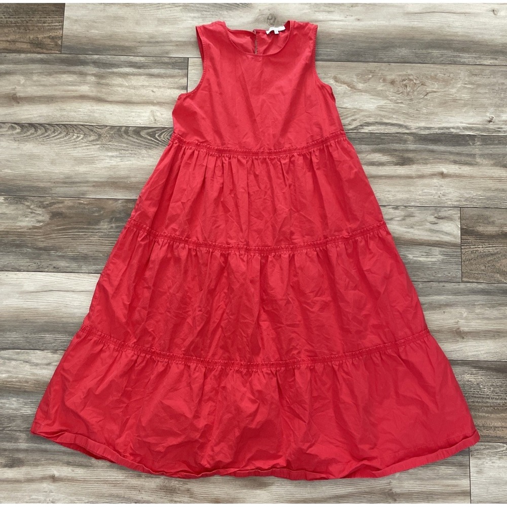 Madewell Womens Red Cotton Sleeveless Tiered Maxi Dress Size M